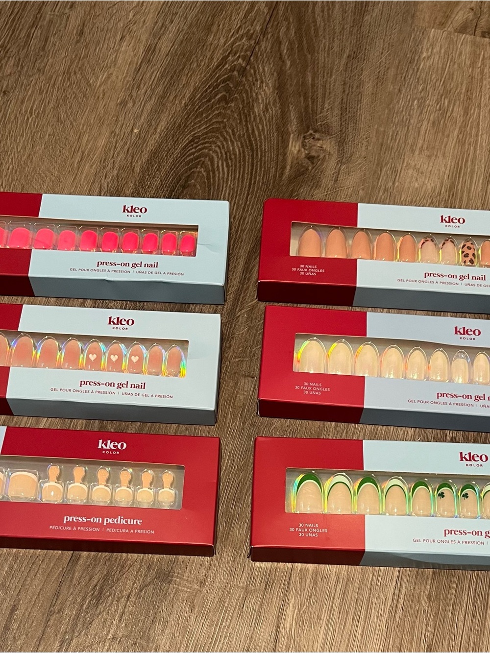 Kleo Kolor 5 Press on Gel Nails and 1 Pedicure Set Lot of 6